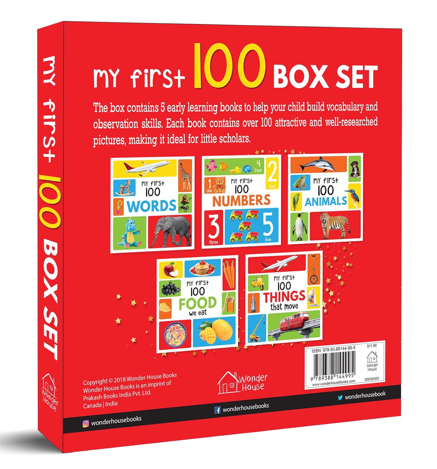 My First 100 Series Boxset- Pack of 5 Picture Books for Children (Animals, Words, Numbers, Food We Eat and Things That Move)